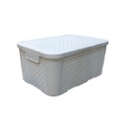 Cesto Organizador Rattan Branco 17 Litros C/ Tampa Multiuso
