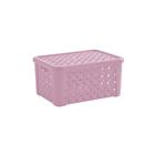 Cesto Organizador Rattan Com Tampa Empilhável 51x35x21cm