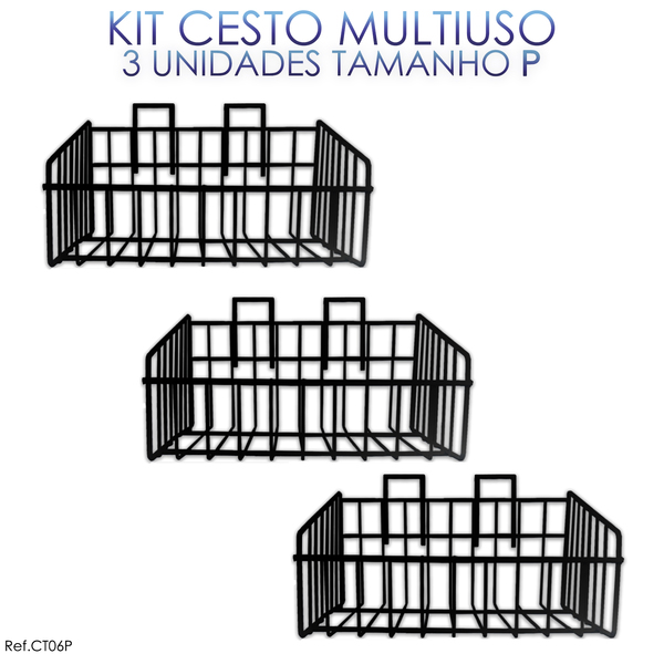 Cesto Para Painel Canaletado Preto 0,20 X 0,20 X 0,08 3 Unida