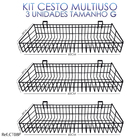 Cesto Para Painel Canaletado Preto - 0,60 X 0,30 X 0,09 - 3 U