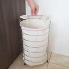 Cesto Para Roupas Redondo De Chão Com Tampa Banheiro Lavander