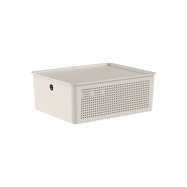 Cesto Plástico Bege Fechado Flow 12L 14x27x34cm OU