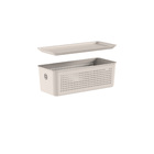 Cesto Plástico Bege Flow com Tampa 3L 27x12x9cm OU