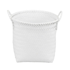 Cesto Organizador de Plástico Branco Redondo com Alças 35x32x35cm Oikos