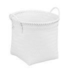 Cesto Organizador de Plástico Branco Redondo com Alças 35x32x35cm Oikos