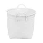 Cesto Organizador de Plástico Branco Redondo com Alças 35x32x35cm Oikos