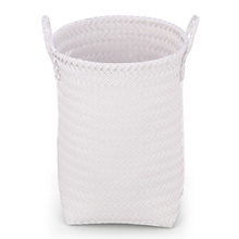 Cesto Organizador de Plástico Branco Redondo com Alças 40x30x30cm Oikos