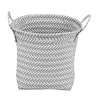 Cesto Organizador de Plástico Cinza Claro Redondo com Alças 35x32x35cm Oikos