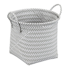 Cesto Organizador de Plástico Cinza Claro Redondo com Alças 35x32x35cm Oikos