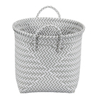 Cesto Organizador de Plástico Cinza Claro Redondo com Alças 35x32x35cm Oikos