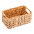 Cesto Organizador de Plástico e Fibra Natural Retangular com Alças 17x12x27cm Oikos