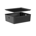 Cesto Plástico Preto Flow com Tampa 5,4L 27x22x9cm OU