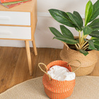Cesto Organizador de Plástico Seagrass Laranja Redondo com Alças 24x27x27cm Oikos