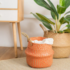 Cesto Organizador de Plástico Seagrass Laranja Redondo com Alças 24x27x27cm Oikos