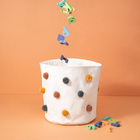 Cesto Organizador Pompons de Algodão Branco Redondo 25x22x25cm Oikos