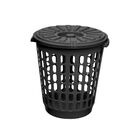 Cesto Preto Multiuso Organizador C/ Tampa Roupa Brinquedo