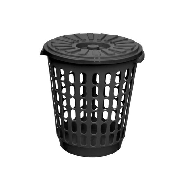 Cesto Preto Multiuso Organizador C/ Tampa Roupa Brinquedo