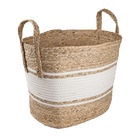 Cesto Quadrado Com Alça 39cm Bolsa Palha Nature Stripes Yoi
