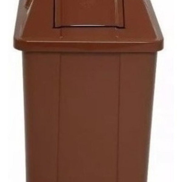 Cesto Quadrado Com Tampa Vai E Vem 60 Litros Laranja