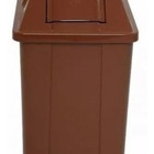 Cesto Quadrado Com Tampa Vai E Vem 60 Litros Marrom Branco