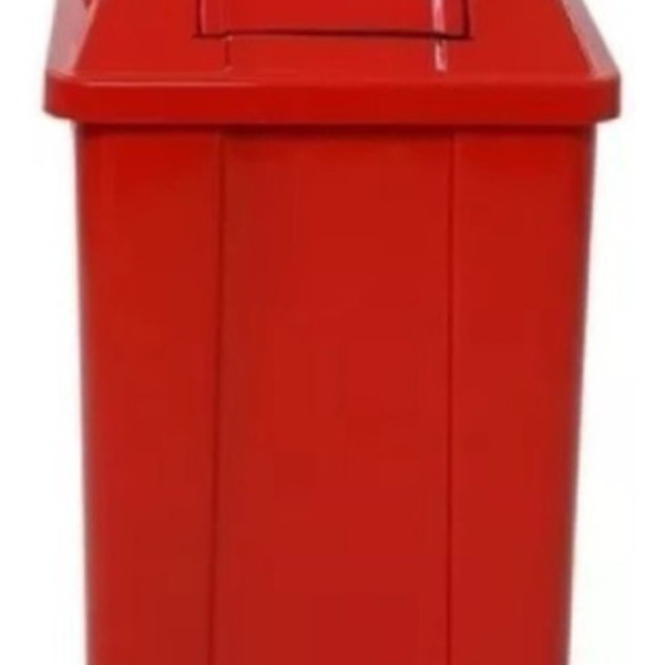 Cesto Quadrado Com Tampa Vai-vem 100 Litros Vermelho