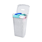 Cesto Rattan com Tampa Basculante Branco 50 L