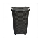Cesto Rattan com Tampa Basculante Preto 50 L
