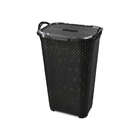 Cesto Rattan com Tampa Basculante Preto 50 L