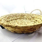 Cesto Redondo De Palha Fibras Naturais Feito A Mao 31,5 Cm