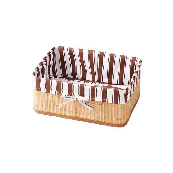 Cesto Retangular Em Bambu E Tecido Bencafil Listras 35cm Marr