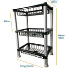 Cesto Retangular Empilhavel Com 03 Andares Preto