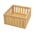 Cesto Organizador Ripado de Bambu e MDF Natural Quadrado 22x11,5x22cm Oikos