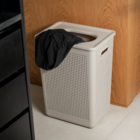 Cesto Roupa de Plástico Branco  com Alças 50x37cm OU