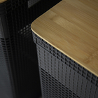 Cesto Roupas Grid C Tampa Bambu 49L Cinza