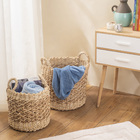 Cesto Organizador de Seagrass Natural Redondo com Alças 28x32x28cm Oikos