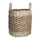 Cesto Organizador de Seagrass Natural Redondo com Alças 35x40x35cm Oikos