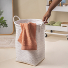 Cesto Tramado com Alças Redondo Branco 30 x 40 x 30 Oikos