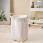Cesto Tramado com Alças Redondo Branco 30 x 40 x 30 Oikos