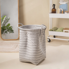 Cesto Tramado com Alças Redondo Cinza 30 x 40 x 30 Oikos