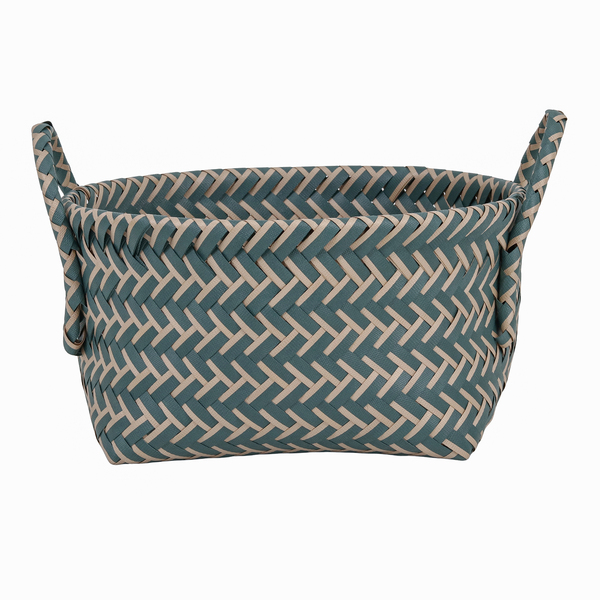 Cesto Organzador de Plástico Tramado Redondo Verde 27x27x15cm Oikos