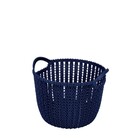 Cesto Trançado Circular Pequeno Azul
