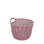 Cesto Trançado Circular Pequeno Rosa