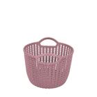 Cesto Trançado Circular Pequeno Rosa