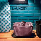 Cesto Trançado Circular Pequeno Rosa