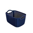 Cesto Trançado Retangular Alto Pequeno Azul Noite Mor Azul