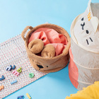 Cesto Organizador Urso de Pelúcia de Aço e Pelúcia Marrom Redondo com Alças 20x20x30cm Oikos