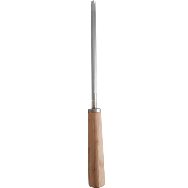 Chaira Estriada 8" Amolador De Facas Afiador Inox Cabo Bambu