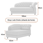Chaise 160cm Direito Pomme Bouclé Suave Bege - Sallar Home