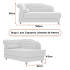 Chaise 160cm Esquerdo Pomme Bouclé Suave Bege - Sallar Home