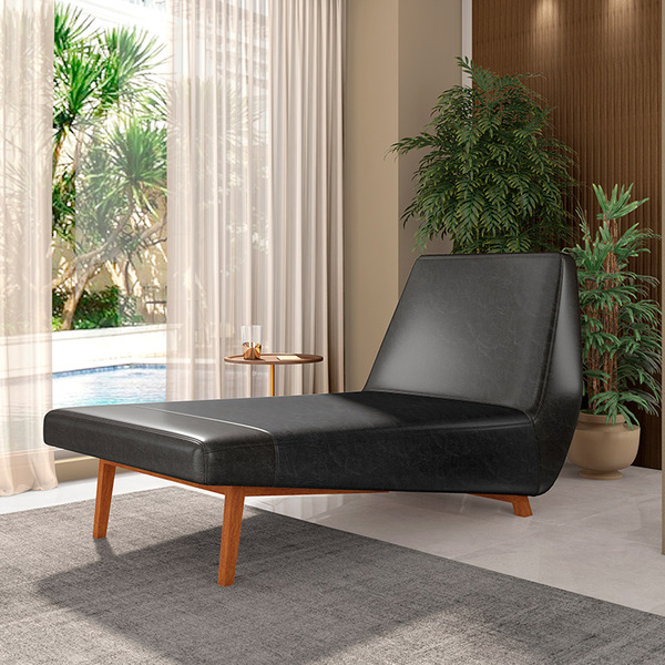 Chaise Decorativa Foshan Sala De Estar Pu Preto G15 - Gran Be